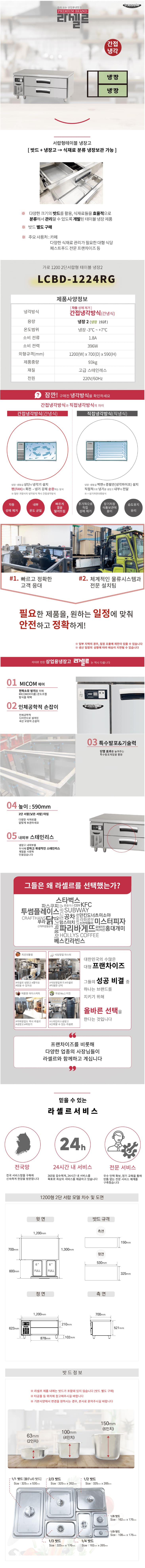 [라셀르] 간냉식 서랍식 테이블 냉장고 192L (올스텐) (36) LCBD-1224RG 상세 이미지 1