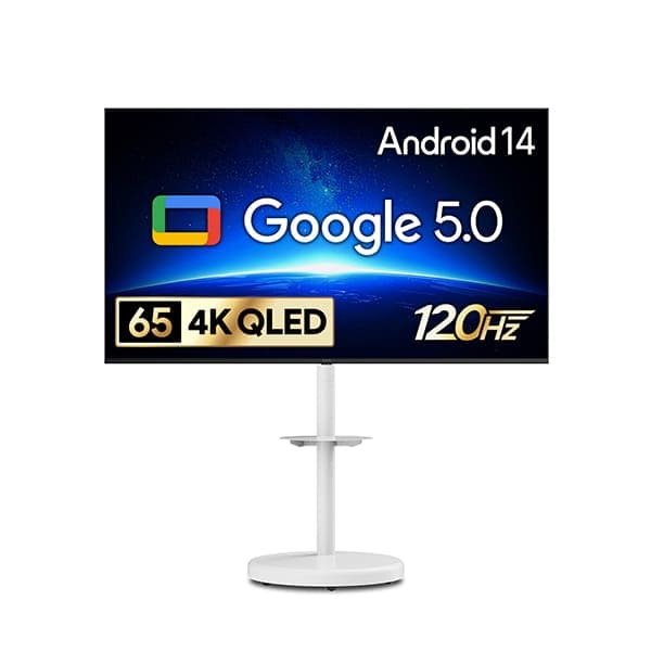 [더함] 스마트 구글 5.0 OS 안드로이드 14 QLED TV 65인치 120Hz+이동형스탠드 (G654Q-5.0-삼텐바이미)